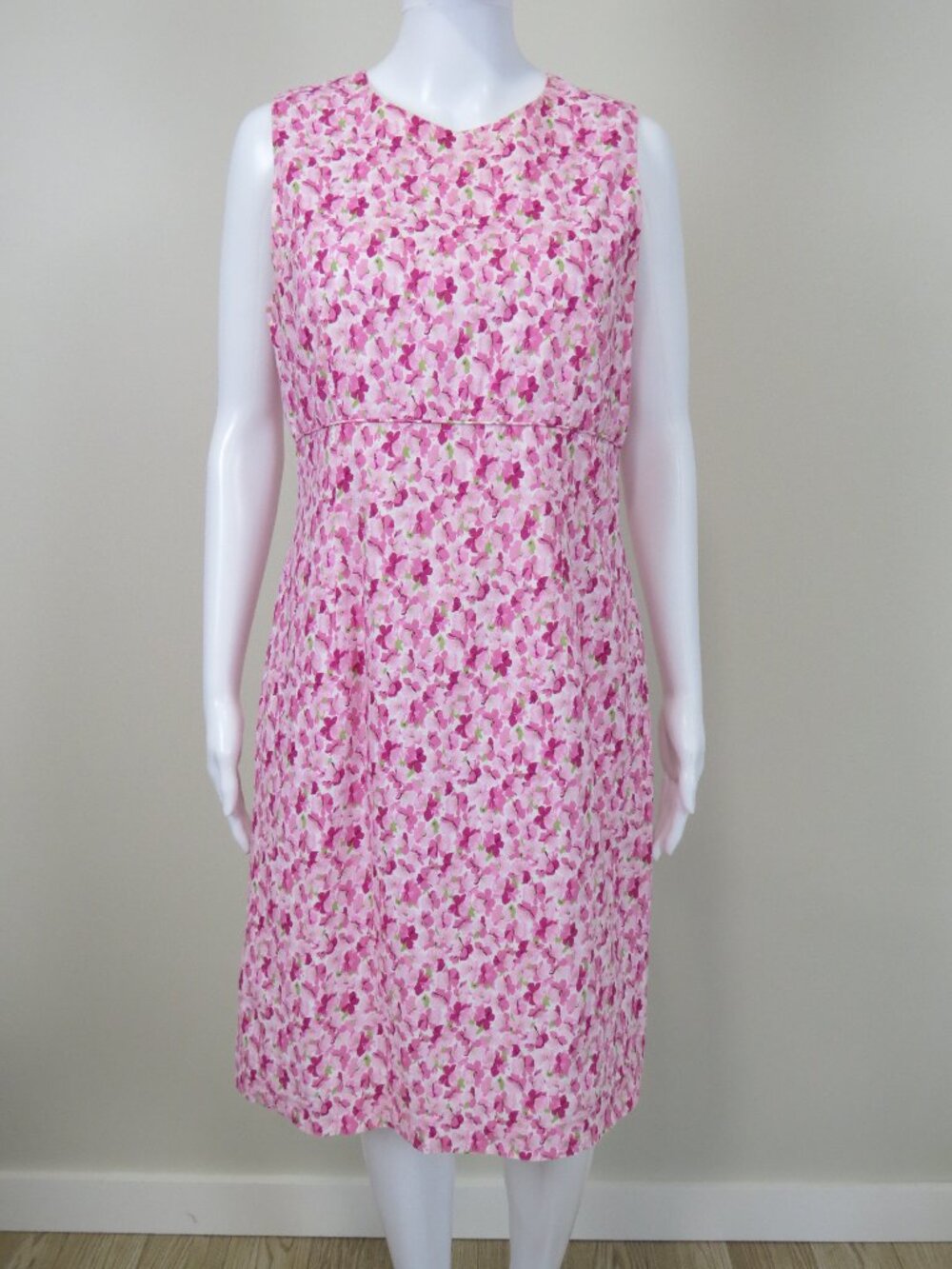 Vintage Laura Ashley Pink Floral Cotton Dress SIZE 12 Made in USA